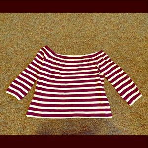 J.Crew striped off-the-shoulder top
